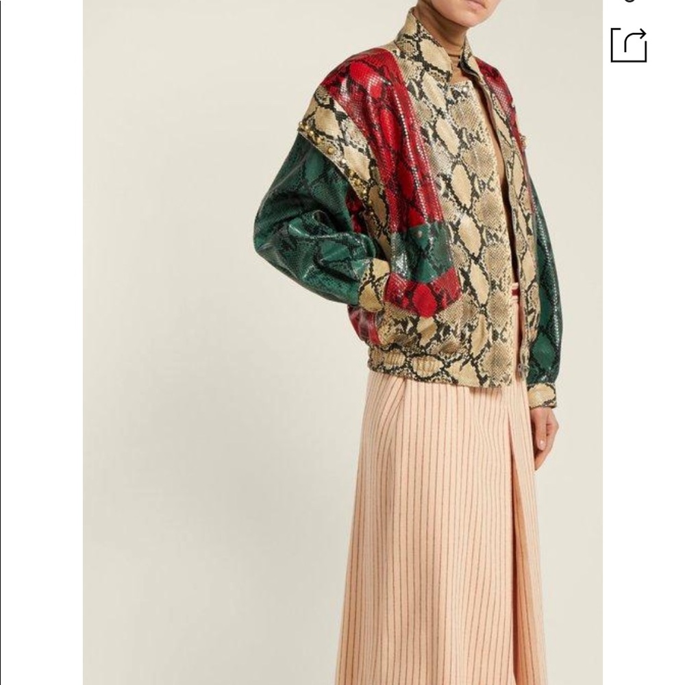 Gucci Python-Print Leather Bomber Jacket - image 3